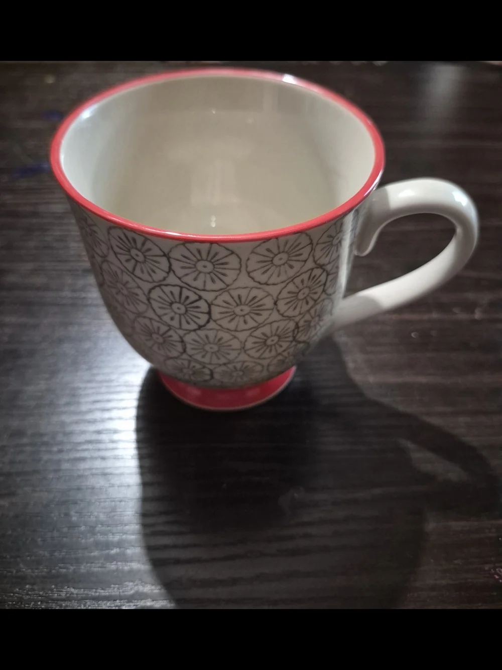 The Creative Co-op Cup Mug with Tea Bag Holder in Gray Starburst Atomic Design.